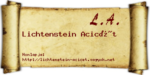 Lichtenstein Acicét névjegykártya